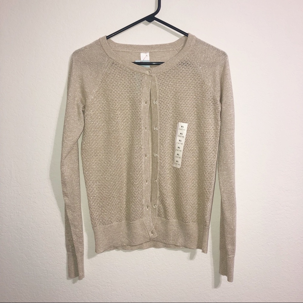 Cat & Jack | Gold Shimmer Long Sleeve Cardigan